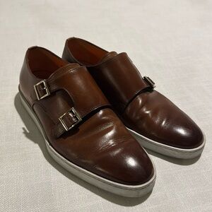 SANTONI BROWN LEATHER SHOE - SIZE 7.5